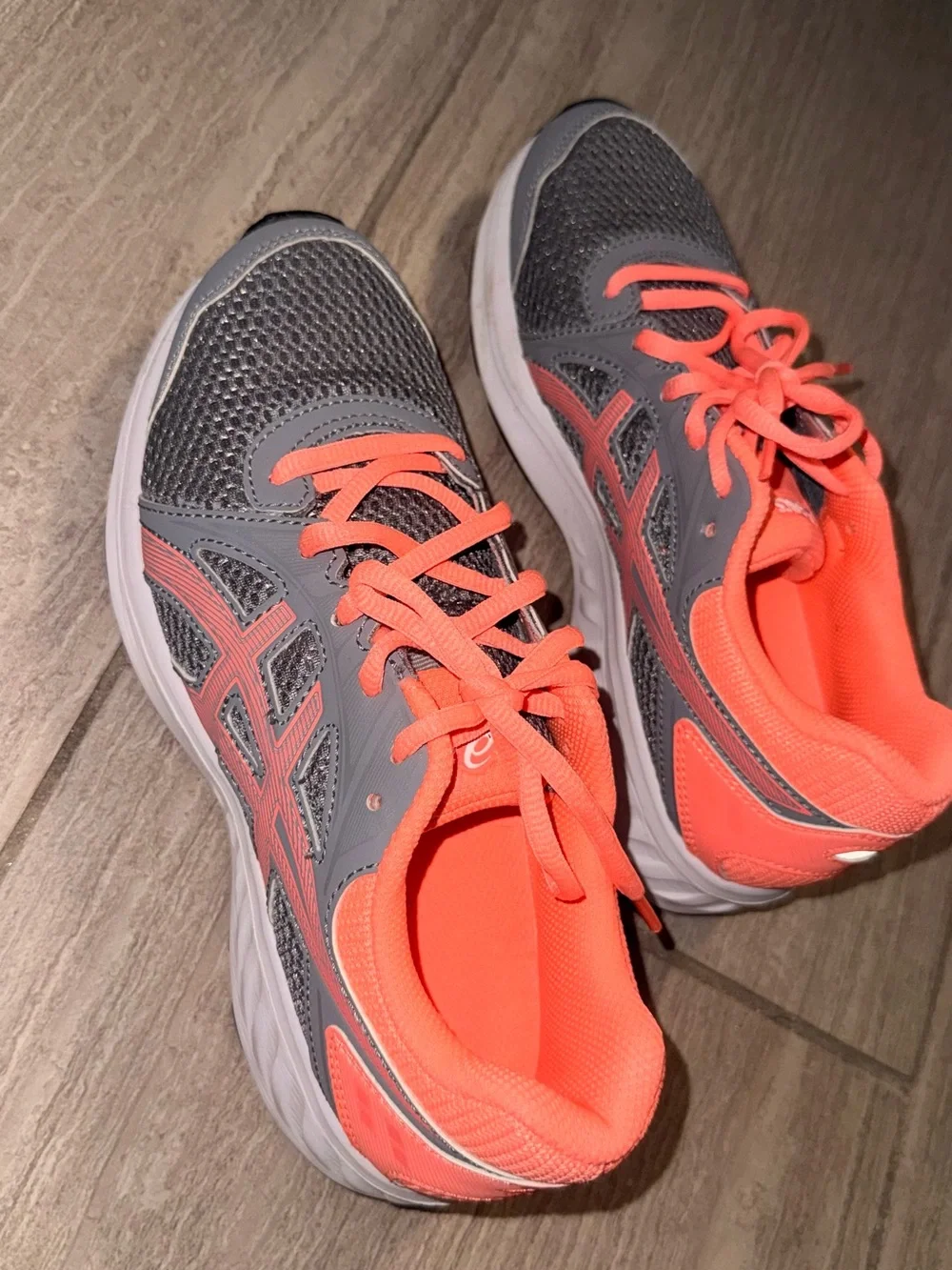 Asics Gray and Coral Pink Women's Athletic Running Shoes